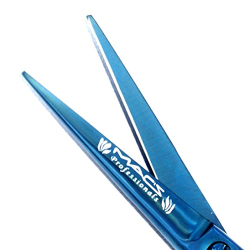 Macs Professional Barber Razors Edge Hair Cutting Shears Barber Scissors 5.5" Blue Titanium Macs-2038
