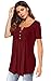 Sarin Mathews Womens Shirts Casual Tee Shirts V Neck Short Sleeve Button Up Tunic Tops Blouses Burgundy XL