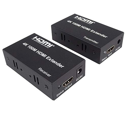 PremiumCord HDMI Extender 4K Over 100m Via A Cat5e/Cat6 Cable, Metal Housing, LED Status, Compatible with 4K UHD Video, Full HD 1080p 60Hz, HDCP, Black