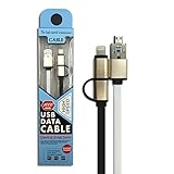 SPEED Multifunction USB Charging Cable, 3 In 1 Noodle Quick Data Cable, recharge an iPhone by an Android with OTG function, 3.3ft(1m)-Orange