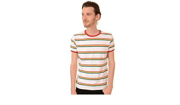 Run \u0026 Fly Mens 70s White Retro Rainbow 