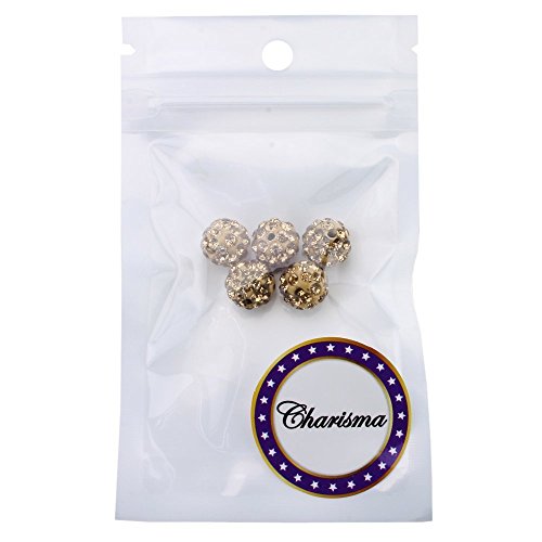 Charisma Wholesale 10mm Light Smoked Topaz Crystal Rhinestone Disco Ball Pave Beads Round Charms Jewelry Makings 20 pcs - Thumbnail 2