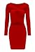 VOGRACE Women's Long Sleeve Cut Out Bandage Bodycon Party Clubwear Dress L Red