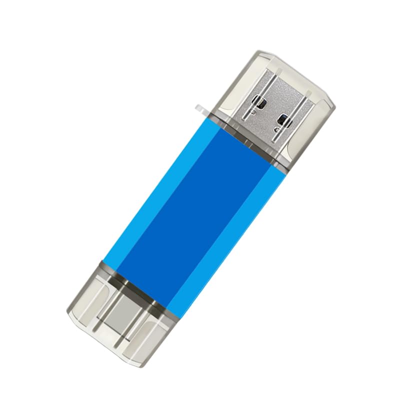 2-Pack 128GB USB C Flash Drive Dual Flash Drive Type C + USB A Memory Stick Jump Drive 2-in-1 Thumb Drive for Storage and Backup (128GB*2 Black&Blue)