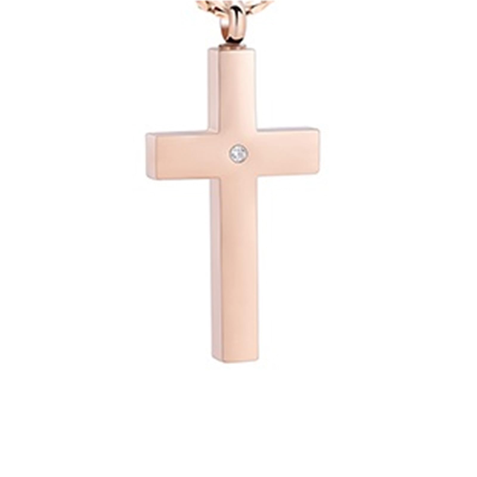 Crystal Cross Necklace for Ashes - Stainless Steel Keepsake Cremation Jewelry - Religious Cross Memorial Urn Necklace for Pet Human Ashes Pendant