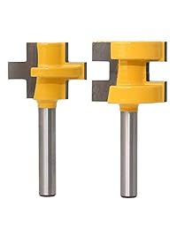 Yakamoz - Juego de 2 puntas de fresadora de lengua a juego para carpintería, 1 4 pulgadas, cortador de carburo