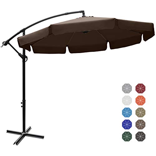 ABCCANOPY 270cm Sonnenschirm,Marktschirm Gartenschirm Terrassenschirm,Gestell Stahl,Braun