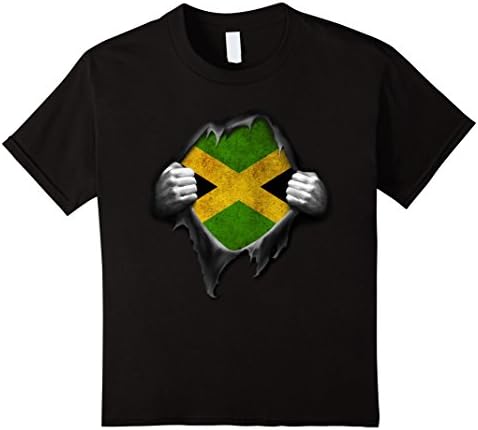 Kids Jamaica Flag T Shirt. Proud Jamaican 12 Black