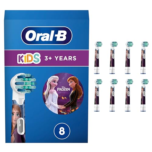 Oral-B Testine di Ricambio Kids 3+, Bianche, 8 Ricambi - 8 Testine di Ricambio per Spazzolino Elettrico Pro Kids 3+, Disney Frozen, con Setole Morbide, per i Bambini sai 3 Anni in Su