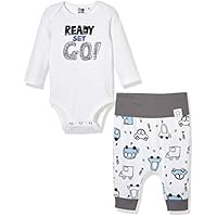 Silly Apples Baby Toddler Boys or Girls Cotton Blend 2-Piece Long-Sleeve Bodysuit Onesies and Pant Set (3M)