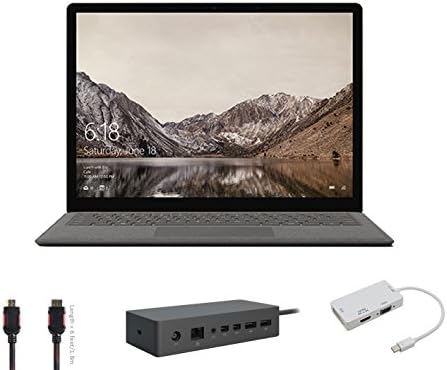 2017 Surface Laptop Bundle (4 Items): Surface Laptop Graphite Gold Core i5, 8GB, 256GB SSD, Surface Dock, Mini DisplayPort Adaptor and HDMI Cable