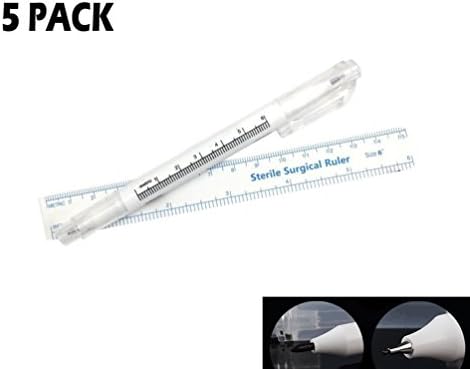 YEHAM Pack of 5 Double Size Tattoo Pen(0.5mm,1mm) with 5 PC Paper Rule