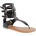 Wild Diva Tanaya-540 Women's T-Strap Buckle Gladiator Back Zip Flat Thong Sandal