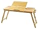 Large Lap Desk Ucharge Portable Adjustable  Bamboo Laptop Desk Table Breakfast Serving Bed Tray with Tilting Lockable Legs Top Drawer