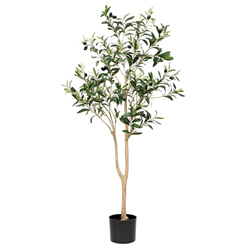 Artificial Olive Trees Silk Trees Faux Olive 3.9ft Tall Tree in Potted Oliver Branch Leaves and Fruits for Modern Home Decor Indoor