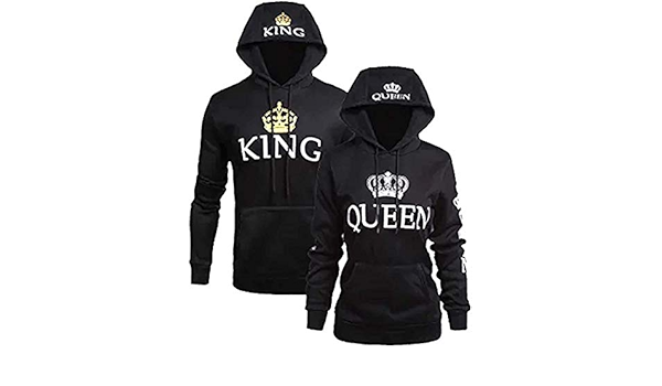 king and queen moletom com capuzs blue