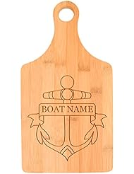 Customized Boating Gift Nautical Boat Name Anchor Personalized Paddle Shaped Bamboo Cutting Board
