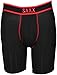 Saxx Mens Pro Elite Long Leg Fly Performance Boxers Underwear Large Black/Red
