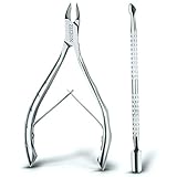 ZIZZON Cuticle Nipper with Cuticle Pusher Professional Grade Cuticle Cutter Remover Manicure Pedicure Tool for Fingernail and Toenail