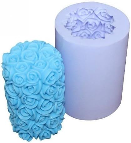 3d Medium Rose Cylinder Candle Mold Soap Mould Flexible Silicone Mold