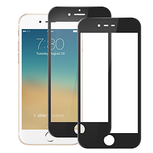 【2PACK】iphone 6 plus Full Screen Tempered Glass Anti-Scratch 9H Coverage Screen Protector edge to edge for Apple iphone 6S plus 5.5 inch black (BLACK)