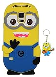 Galaxy S5 Case, Cute 3D Cartoon Lovely Despicable Me Minion Minions Soft Gel Rubber Silicone Protective Skin Case Cover for Samsung Galaxy S5 ( 2 Eyes, Blue )