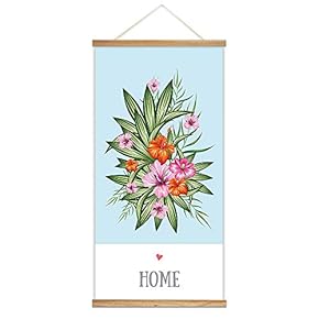 Hanging Poster Wooden Framed Beautiful Birds Flowers Plants Theme Home Wall Canvas Prints Ready to Hang - 18"x36"