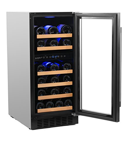 Smith-Hanks-32-Bottle-Under-Counter-Wine-Refrigerator-Dual-Temperature-Zones-15-Inches-Wide-Built-In-or-Free-Standing