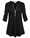 YaYa Bay Misses Long Sleeve Business Casual Tunic Tops for Plus Size Tall Women Work Elegant Clothing Black