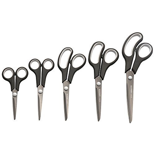 KUONIIY Scissors Set of 5 Soft Comfort-Grip Handles Sharp Titanium Blades