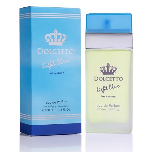 Dolcetto Light Blue Eau De Parfum for Women - Combination of Floral and Fruity Scent - Blend of Sicilian Lemon, Apple, Cedar, Bellflower, Bamboo, Jasmine & White Rose - Elegant 100ml Bottle