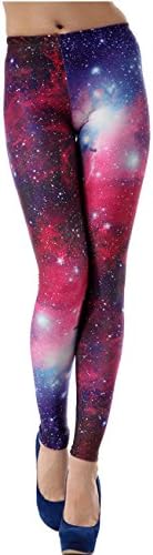 Coffeeroom Womens Hot Sale Galaxy Star Printed High Waist Leggings Pants (Purple)
