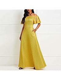 VERWIN vestido largo con mangas y volantes para mujer