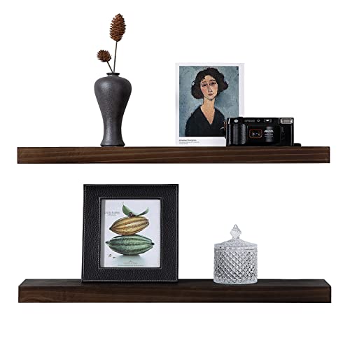 24 inch Floating Shelves Black Wood Floating Wall Shelf Solid Wood