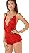 The victory of cupid Eyelash lace deep V-neck America back piece pajamas,Red,XX-Large