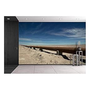 Rusty Pipeline Through The Atcama Desert, Chile. - Removable Wall Mural | Self-Adhesive Large Wallpaper - 66x96 inches