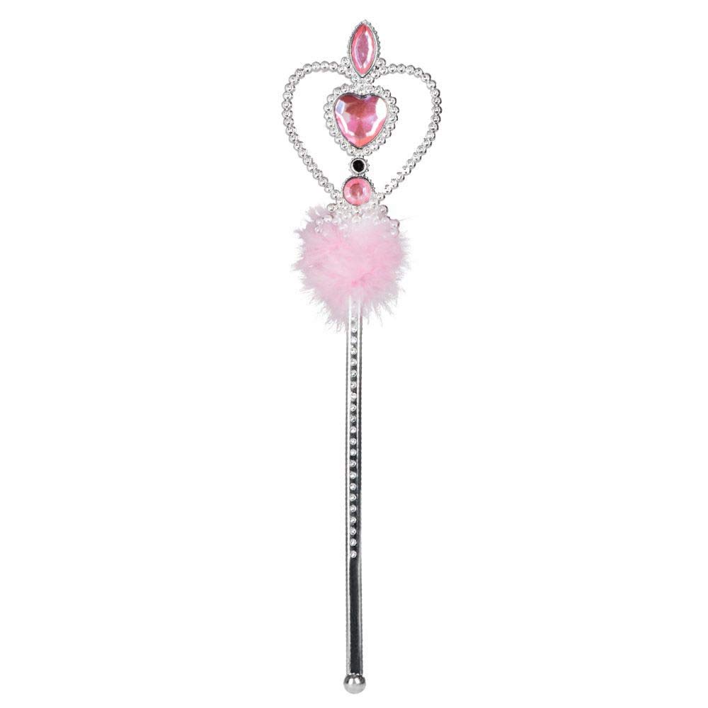 Boland 44072 Anna Magic Wand, Pink, Silver, 32 cm, Marabou Feather, Gemstones, Fairy, Princess, Carnival, Halloween, Fancy Dress, Theme Party, Theatre