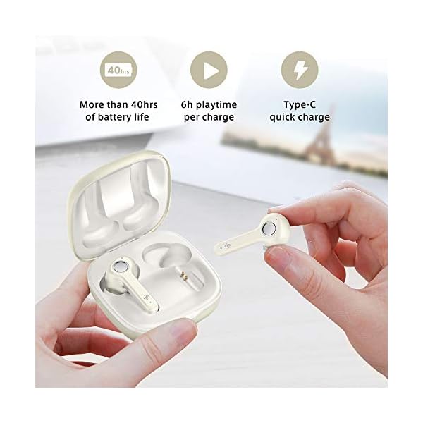 Wireless Earbuds, Upgraded Boltune Bluetooth V5.2 in-Ear Stereo Bluetooth Headphones, USB-C Quick Charge, IPX8…