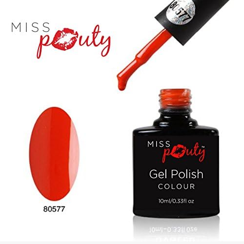 Miss Pouty Nail Polish Soak Off UV Nail Gel Polish 10ml - 14 day wear! UK Cosmetic Specialists (Electric Orange - 80577)
