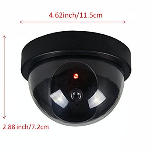 4 Pack indoor Outdoor Dome Camera Dummy Fake Security CCTV Dome Camera with Flashing Red LED Light, Blink Every Other Second