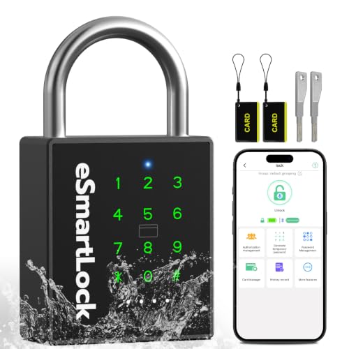 Heavy Duty Smart Padlock,Outdoor Combination Padlock with Key Code RFID