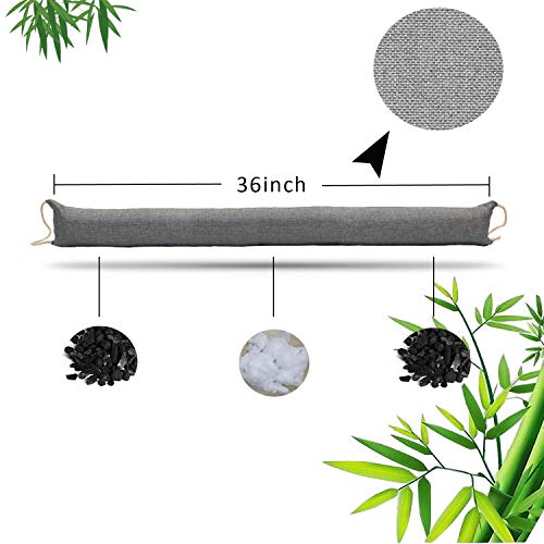 HanYun Door Draft Stopper, (36\'\' x 3\'\', 4.9lb) Heavy Duty Activated Bamboo Charcoal Under Door Draft Blocker Snake Noise Proof Weather Air Blocker Grey