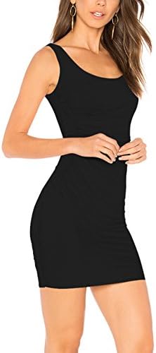 Dohia Women’s Summer Sleeveless Bodycon Tank Dress Casual Cocktail Party Club Dresses C1801 (M, Black)