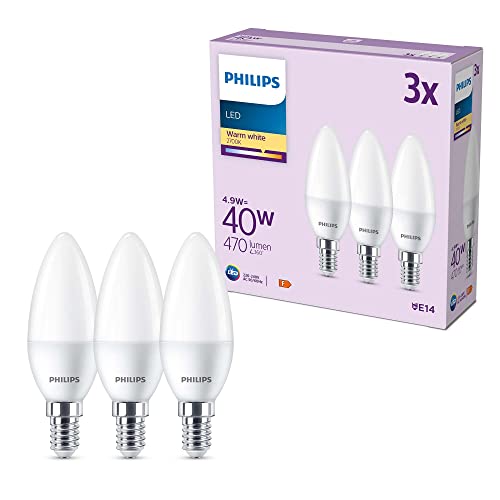 Classic LED E14 Lampe, 40W, matt, warmweiß, nicht dimmbar, 3er Pack