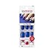 Kiss Products Impress Blue Gel Nails with Red & White Design Accents, Race