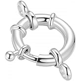 Sorcozn Jewelry Spring Clasps 925 Sterling Silver 15mm Round Close Ring Clasps Connector for DIY Necklace Bracelets Jewelry Making Handmade Crafts (Silver)