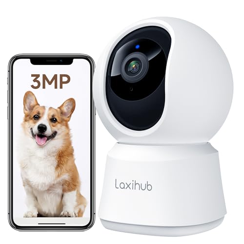Telecamera Wi-Fi Interno 2K 3MP, PTZ 355° Telecamera Sorveglianza Interno, Telecamera Cani con Visione Notturna, Rilevamento di Umano/Movimento, Audio Bidirezionale, Compatibile con Alexa