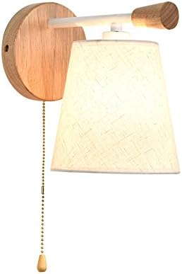 Solid Wood Bedside Lamp Bedroom Wall Lamp Corridor Aisle Bedroom Balcony Study Reading Lamp Zipper Switch ( Color : White )