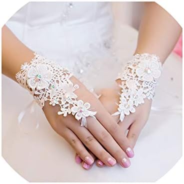 Lace Bridal Gloves White/Ivory Wrist Length Fingerless Ladies Gloves Wedding Accessories