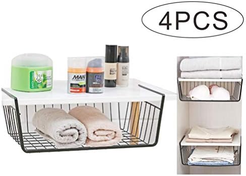 Pengke Black Under Shelf Basket 4 Pack Slides Under Cabinet